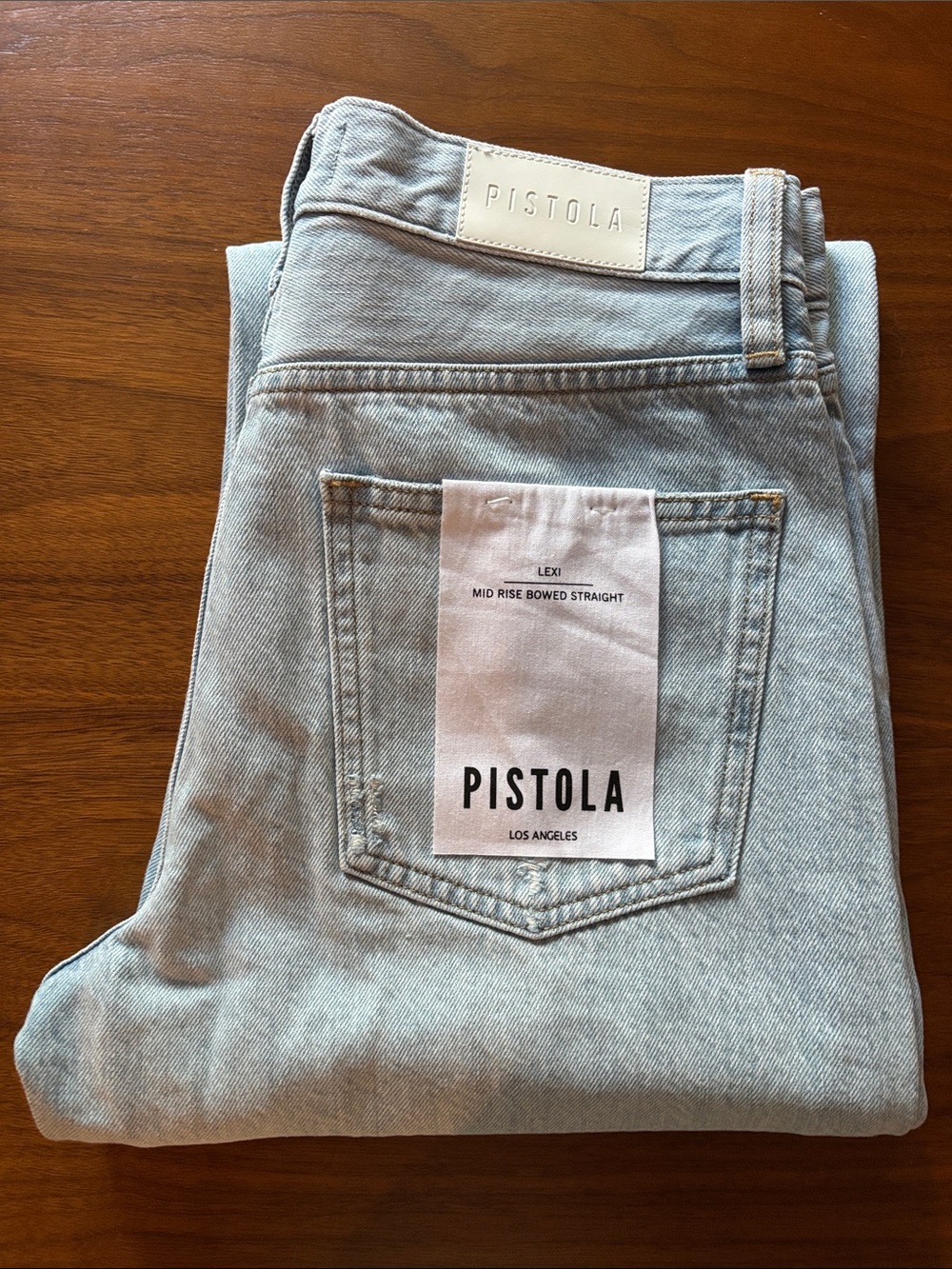 NWT Pistola Lexi Mid Rise Bowed Straight Leg Jeans Dolce Vita Vintage Size 26 - Picture 3 of 7